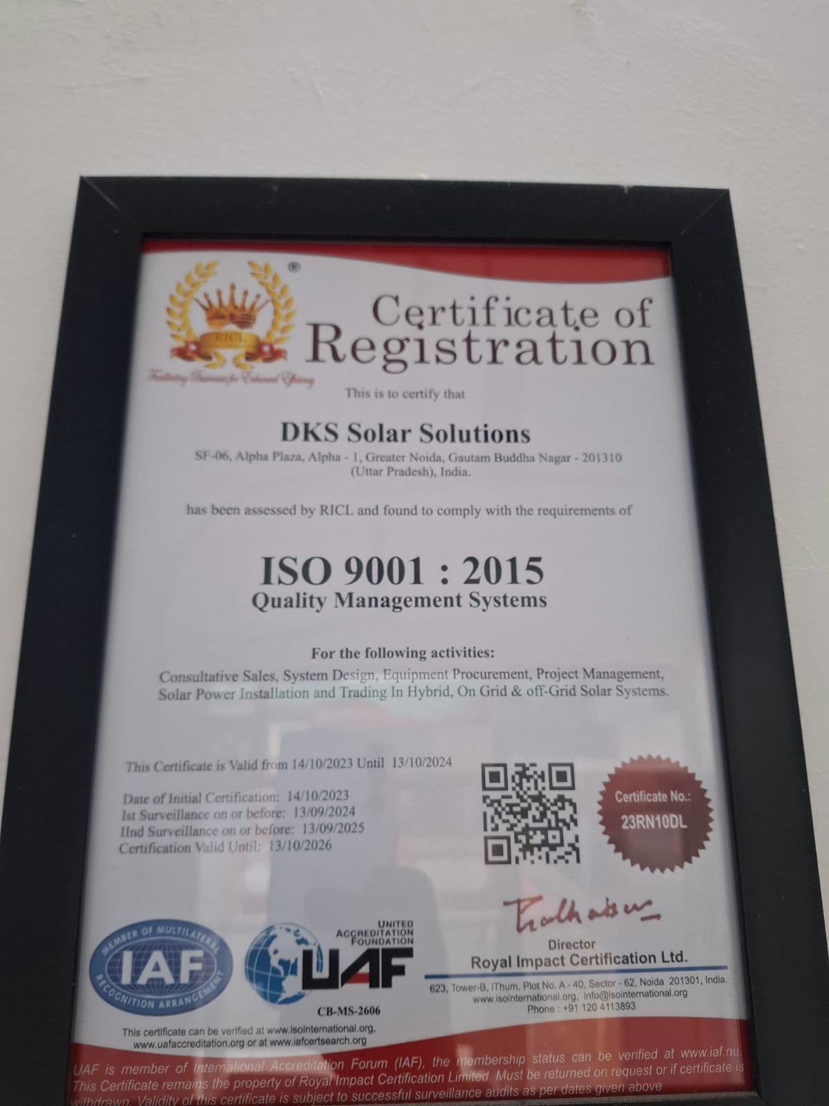 ISO 9001 Certificate
